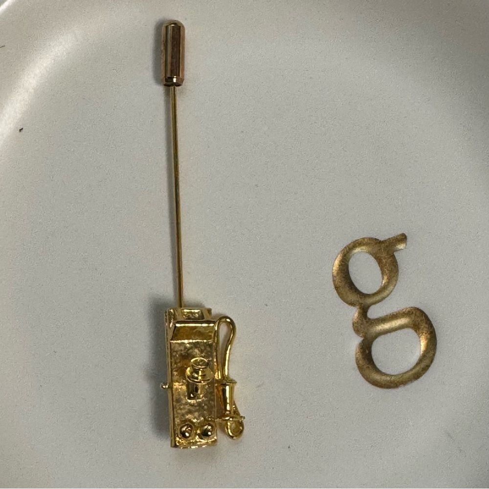 Vintage Gold Stick Pin of Antique Retro Phone